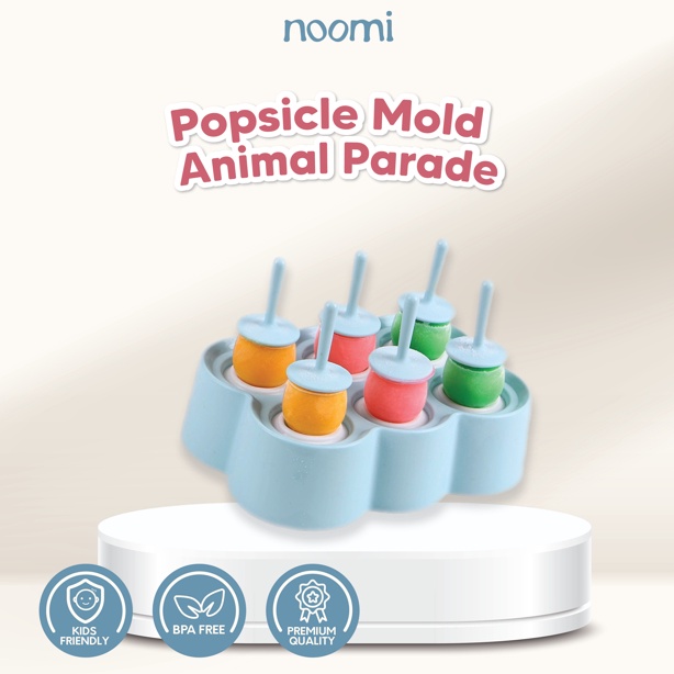 KODE D12P Noomi  Popsicle Mold Animal Parade  Cetakkan Es Krim Silikon 6 Stik