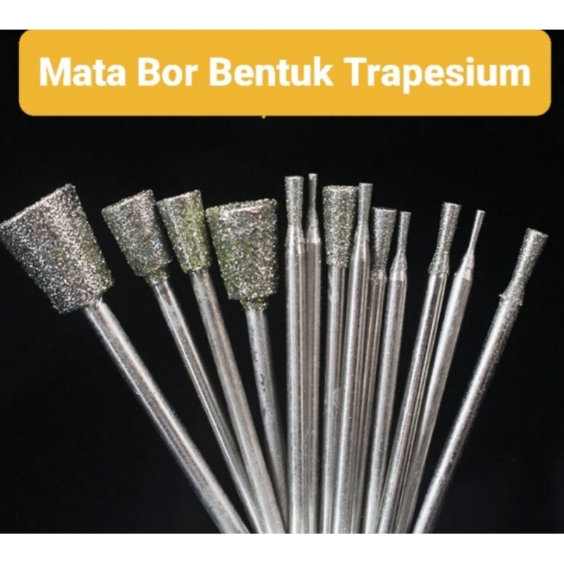 Set 4pcs mata bor tangan Trapesium shape untuk digunakan pads mini hand drill poles diamond polishin