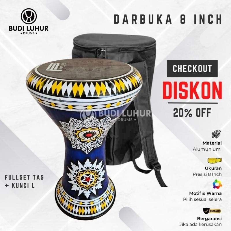 Darbuka Murah Darbuka 8 Inch Termurah Fullset Tas Darbuka 8 Inci Almunium Cor Premium GMP Power Beat