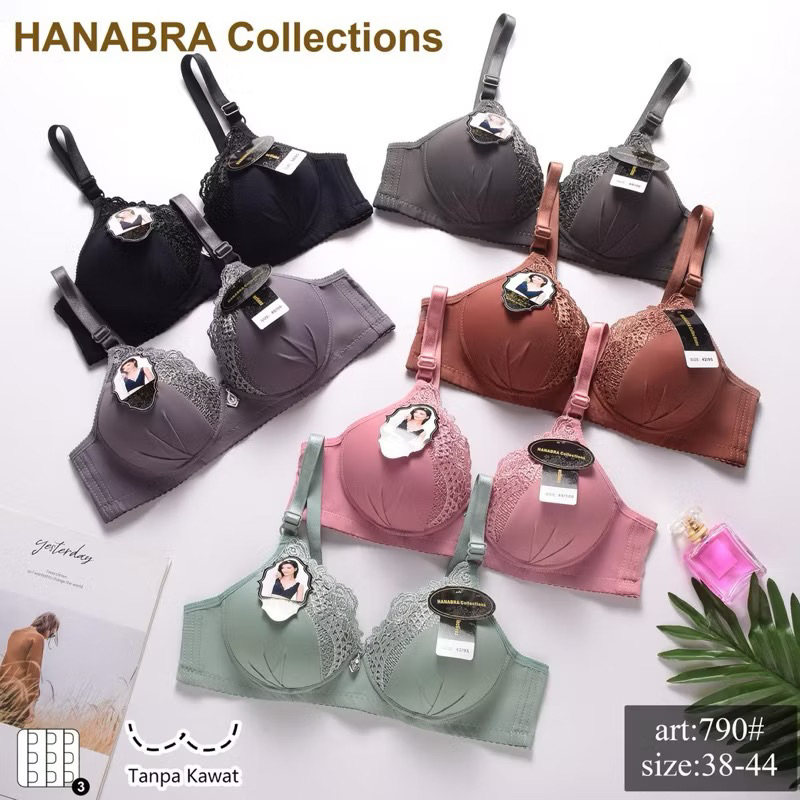 HANABRA/BH HANABRA TANPA KAWAT/BH RENDA KAIT 3 SIZE 38 40 42 44