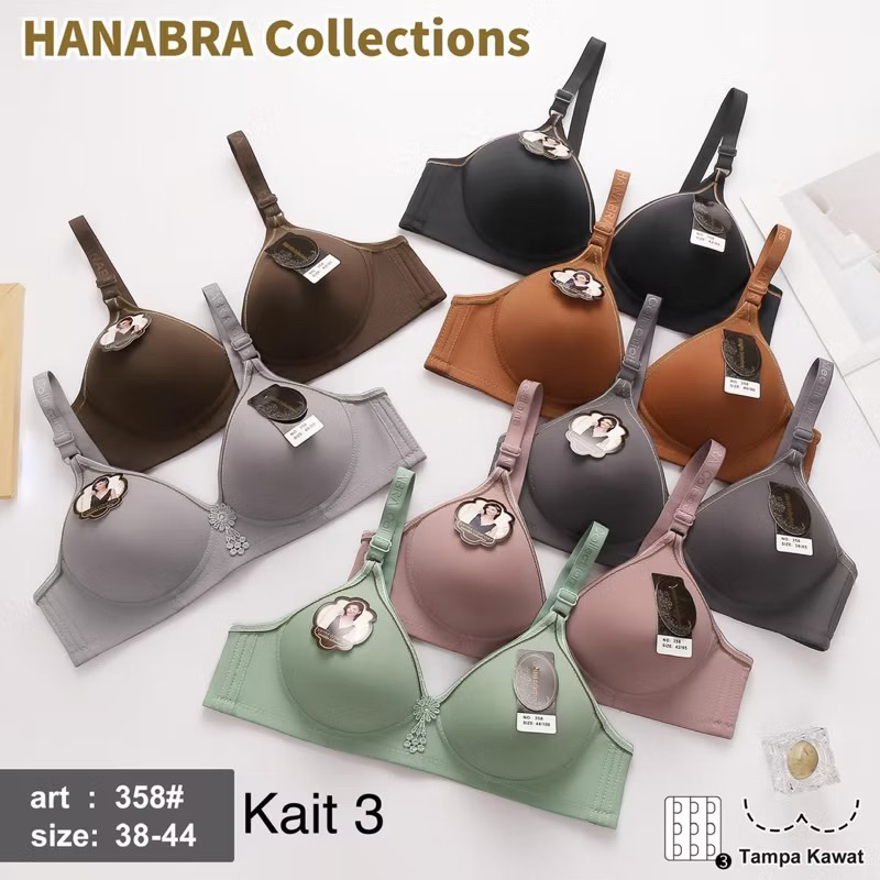 BH BRA HANABRA/BH BUSA TANPA KAWAT KAIT 3 SIZE 38 40 42 44