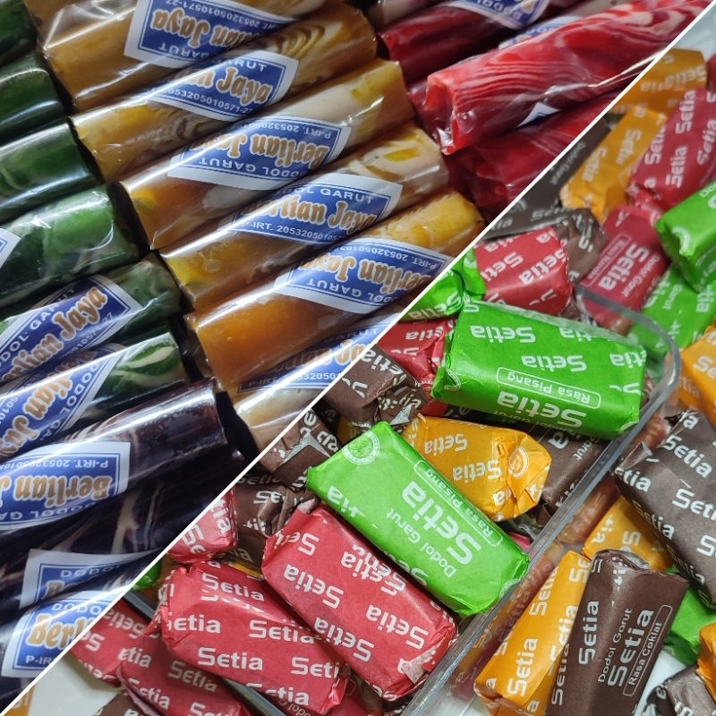 

dodol Garut 2 varian rasa campur kemasan 1kg ada banyak campuran rasa dodol
