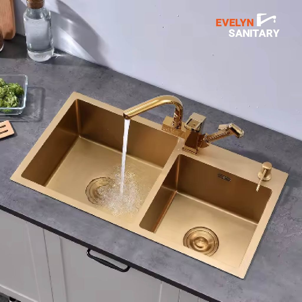 Evelyn Sanitary - Wastafel Kitchen Stainless Steel 304 Paket Kran Pantry  Sink Dapur Anti Karat Bak 