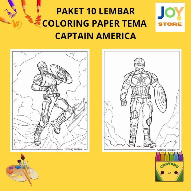 

PAKET 10 Lembar Kertas Gambar Mewarnai Tema Captain America Hero Marvel Ukuran A4 150 gsm - Coloring Paper 091