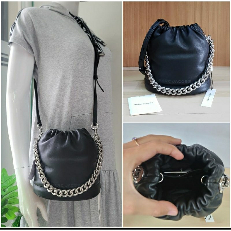 tas mj Small Bucket Black Silver Chain, Black
