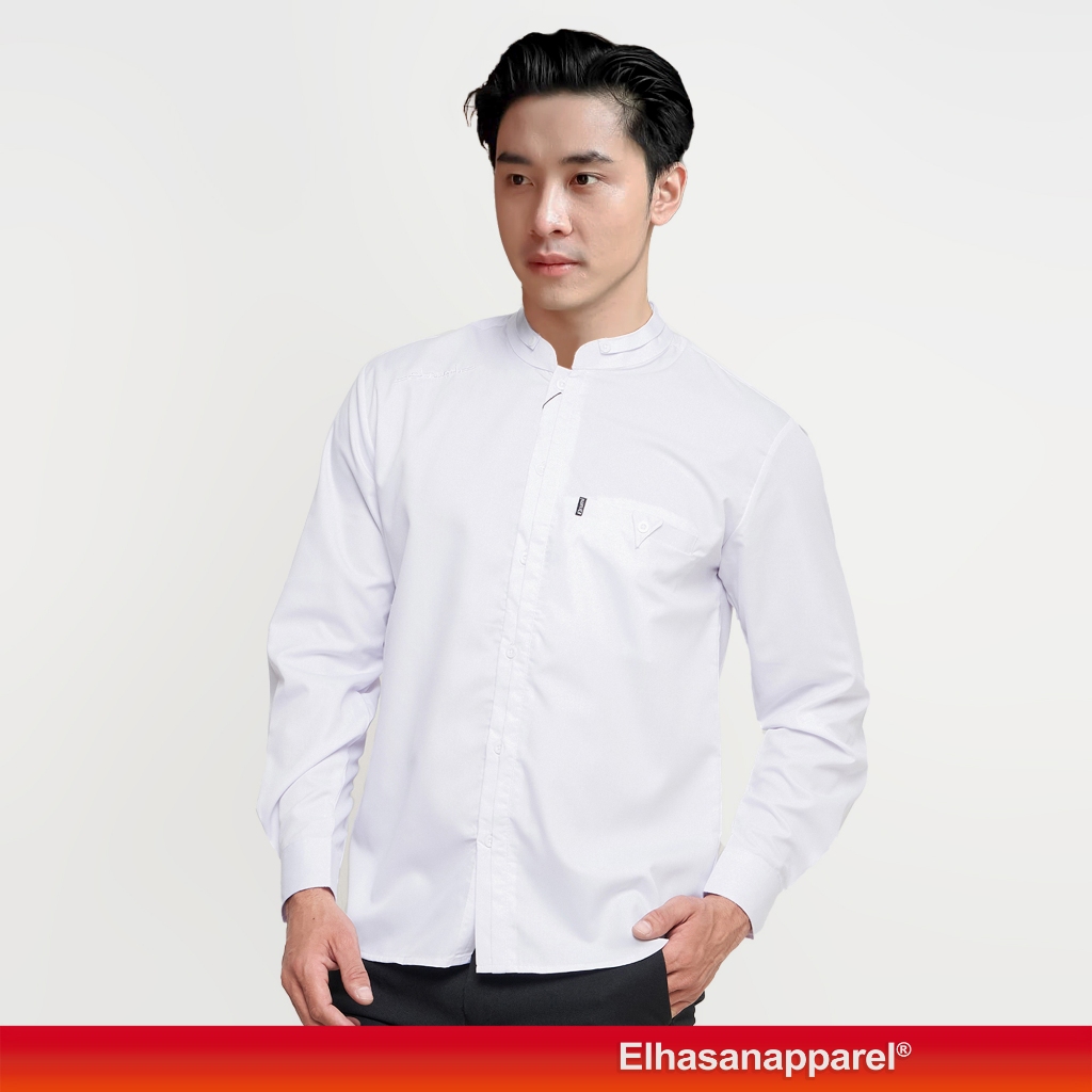 Baju Koko Pria Elrumi Lengan Panjang Motif Antasena Warna Putih
