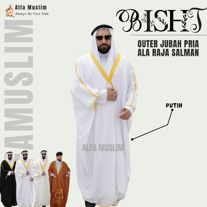 NEW DEALS Bisht Raja Arab, Luaran Jubah Raja Salman, Outer Jubah Premium Alfa Muslim x haromain