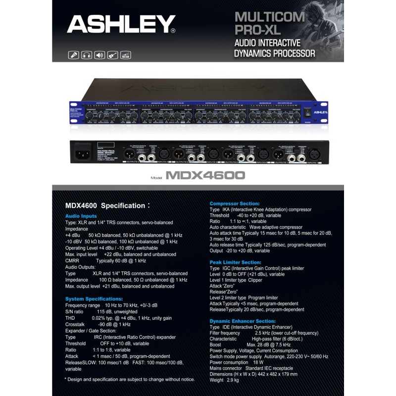 Ashley multicom pro xl audio interactive dynamic processor