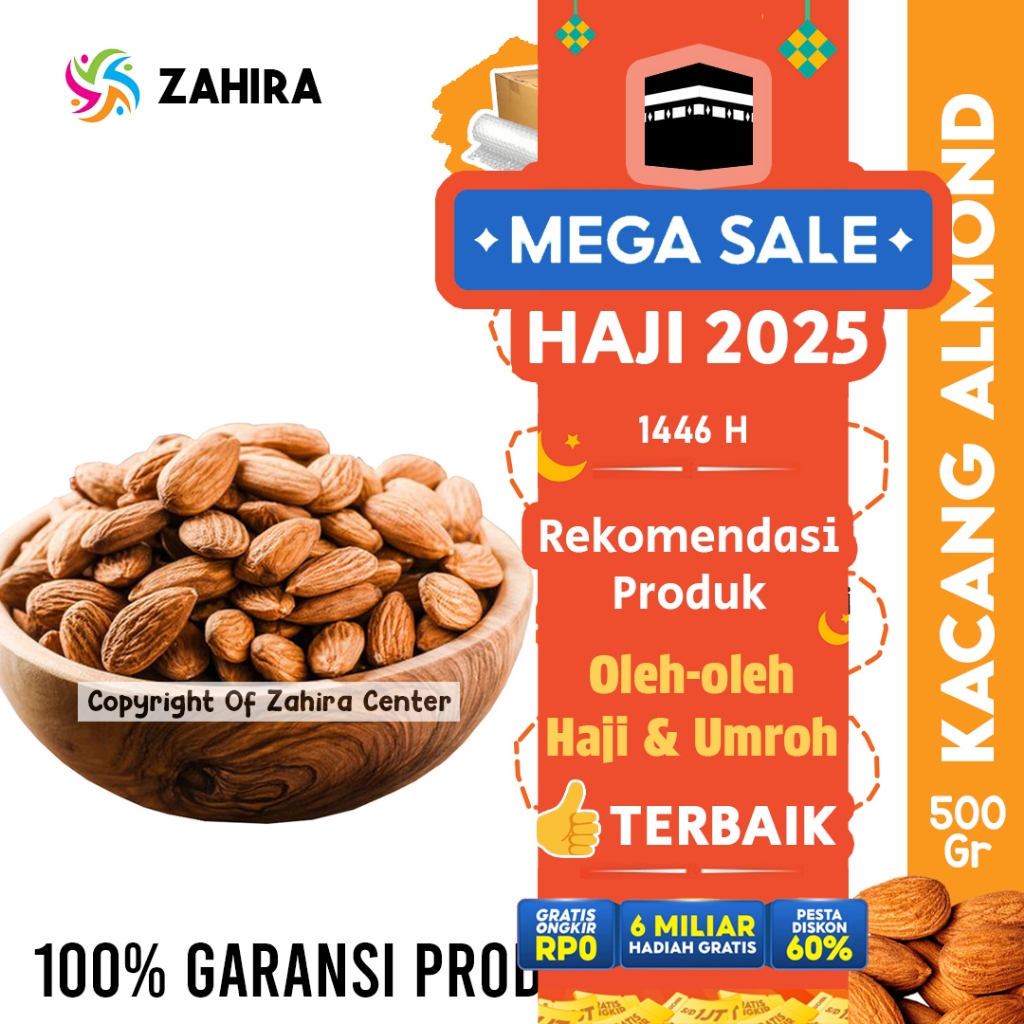 

KACANG ALMOND Organik Roasted 500Gr Panggang Kupas Matang Tinggal Makan Untuk MPASI Booster Busui