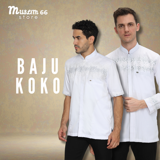 Baju Koko Baju Taqwa Pria Lengan Pendek Al Husaini Busana Muslim President Putih Polos - Muslim66
