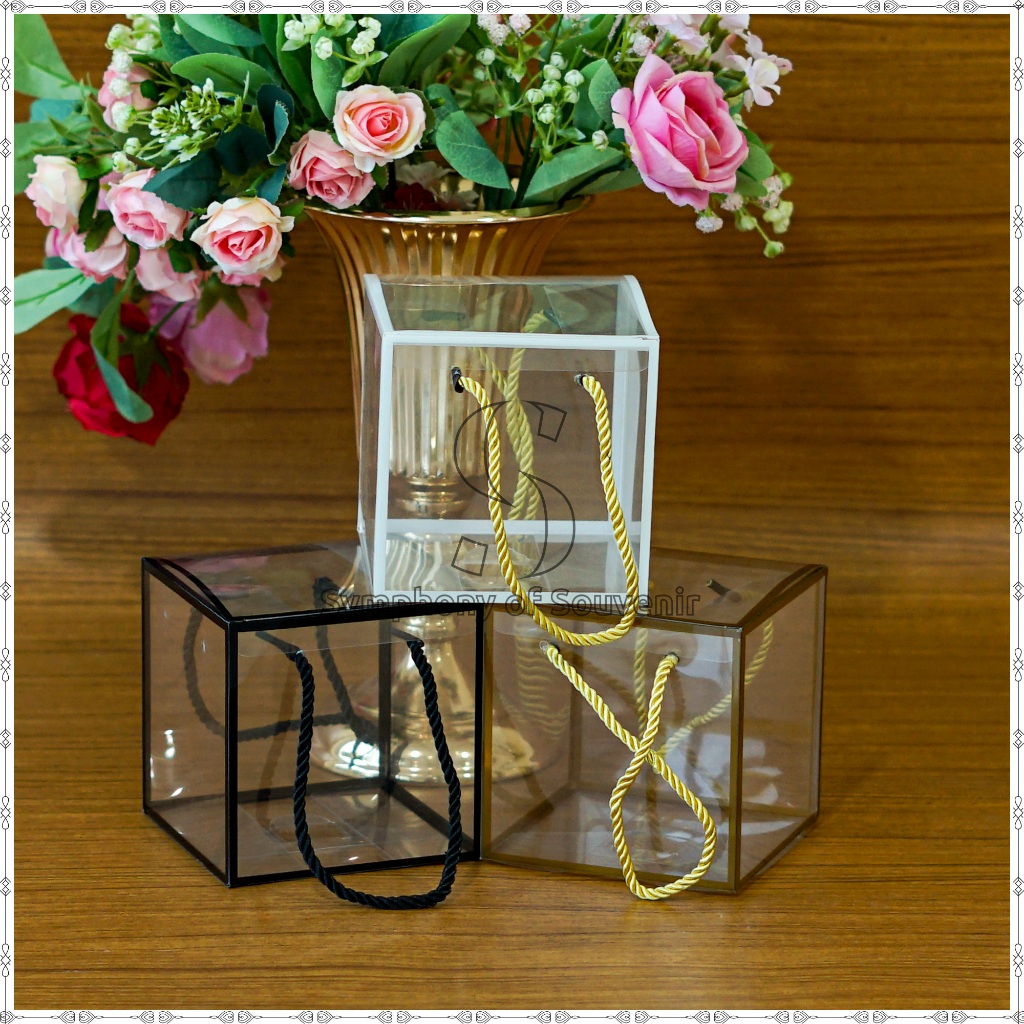 

Handle Kotak Mika Transparant Tas Souvenir Box Kado Hadiah Gift Bag Box Multifungsi