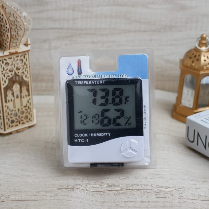 HTC-1 Hygrometer Termometer Ruangan Digital Jam Thermometer Indoor htc1 HTC