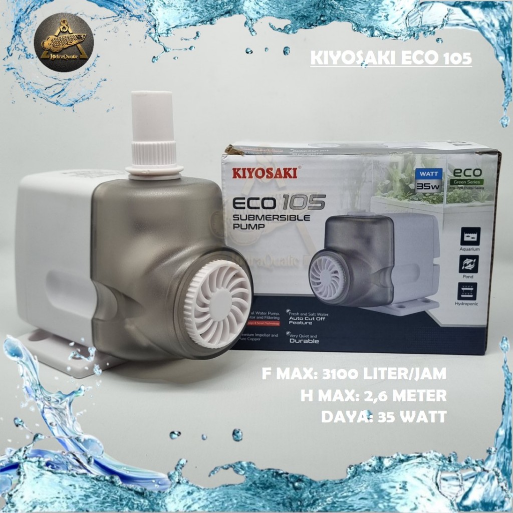 POMPA KIYOSAKI ECO 105 3100 LITER PER JAM (LPH) 35 WATT NAIK 2,6 METER POMPA KOLAM IKAN KIYOSAKI POM
