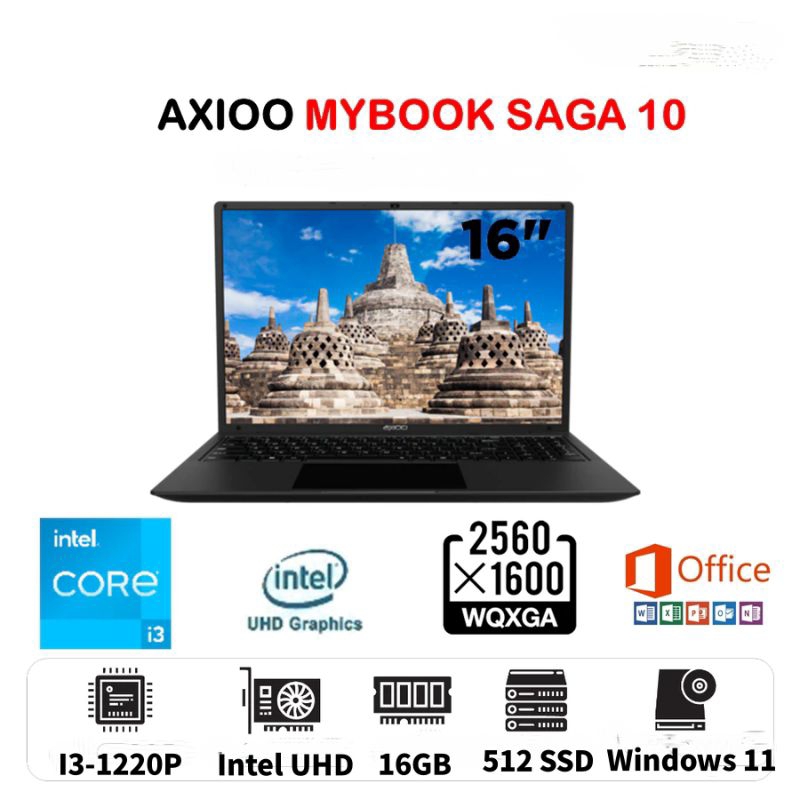 Axioo SAGA 10 Laptop 14" Intel Core i5, 8GB RAM, 512GB SSD Hitam