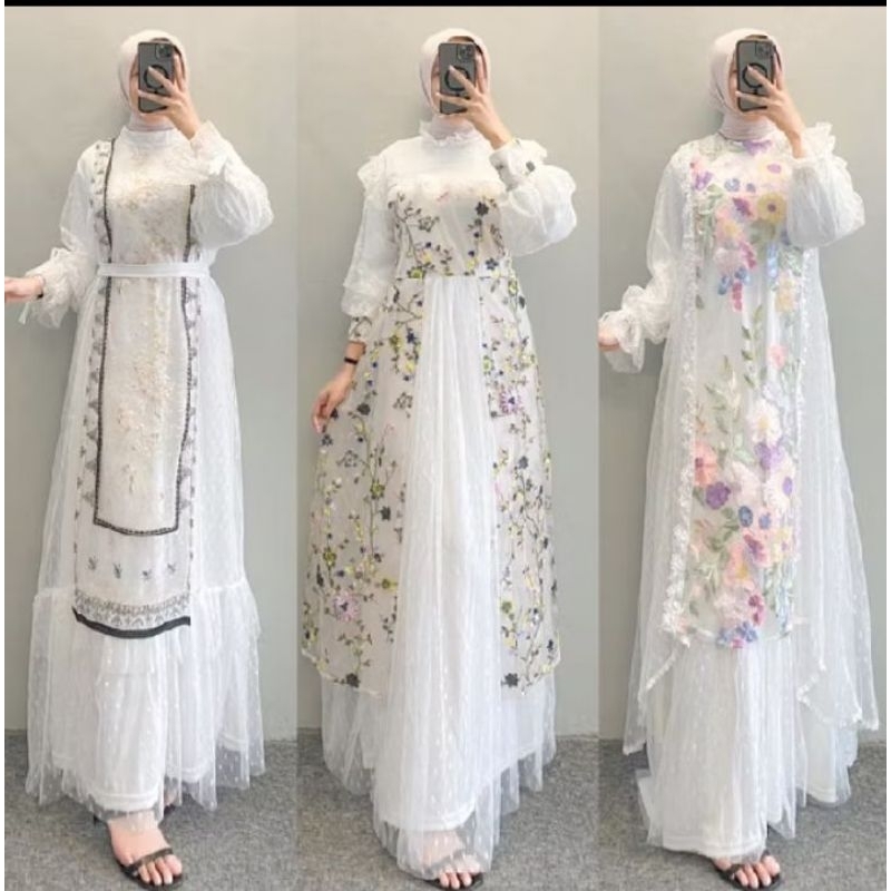 emilia drees/gamis putih/gamis kondangan