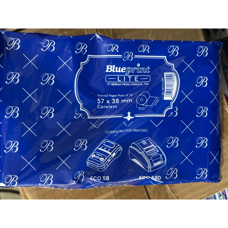 

THERMAL BLUEPRINT 57 x 38 1 PACK ISI 10 PCS KERTAS THERMAL BLUEPRINT KERTAS STRUK EDC BLUEPRINT 57x38 10 ROLL