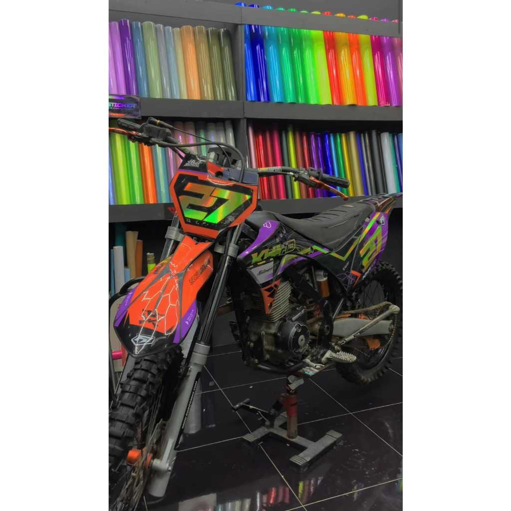 DECAL TRAIL / SUPERMOTO KLX GORDON KOMBINASI HOLOGRAM DESAIN SIMPEL