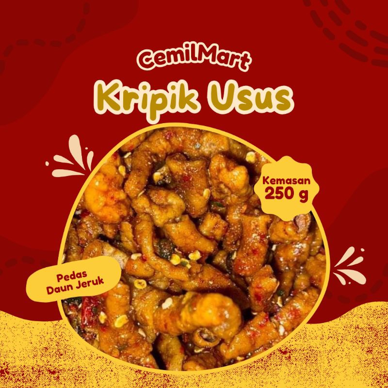 

Kripik Usus Pedas Daun Jeruk 250 gram