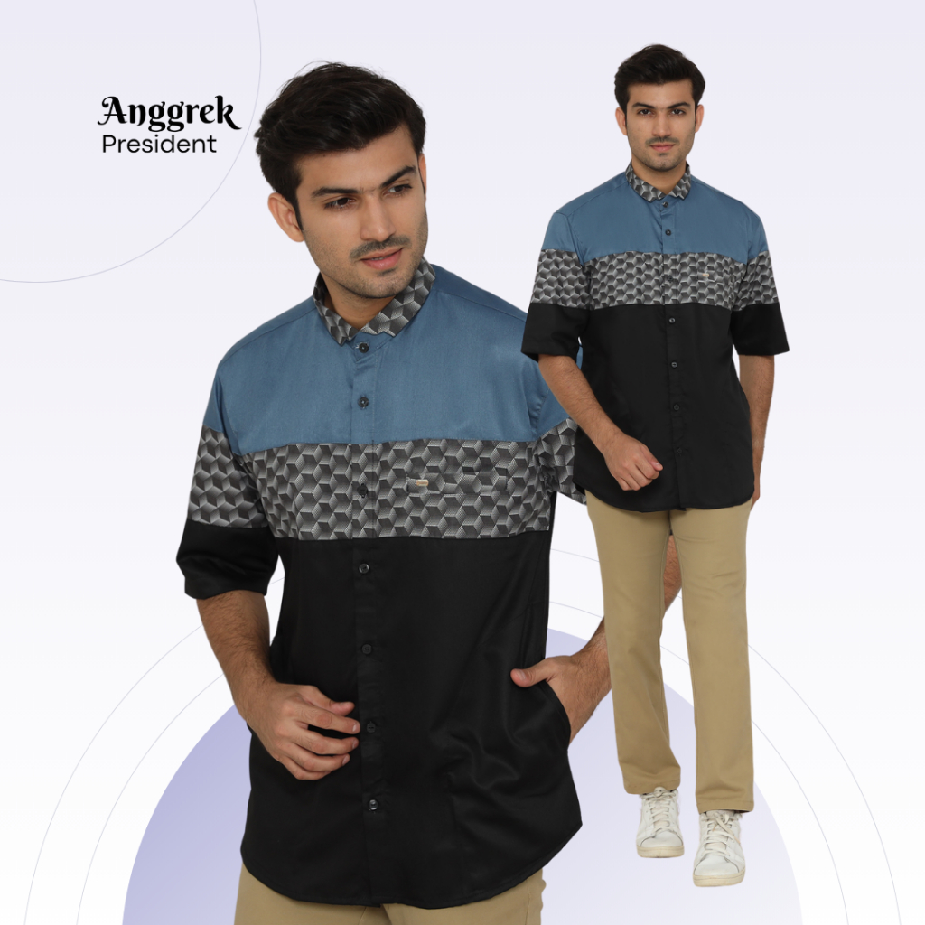 Anggrek President -  Baju Koko Pria Lengan Panjang Premium Motif Print Busana Muslim Laki Laki
