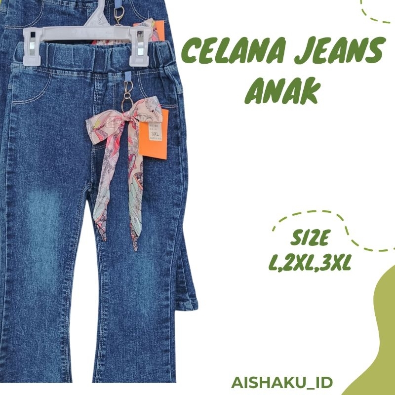 (IMPORT)CELANA PANJANG/LEVIS PANJANG CUTBRAY ANAK PEREMPUAN FREE GANTUNGAN PITA USIA 3-5TAHUN