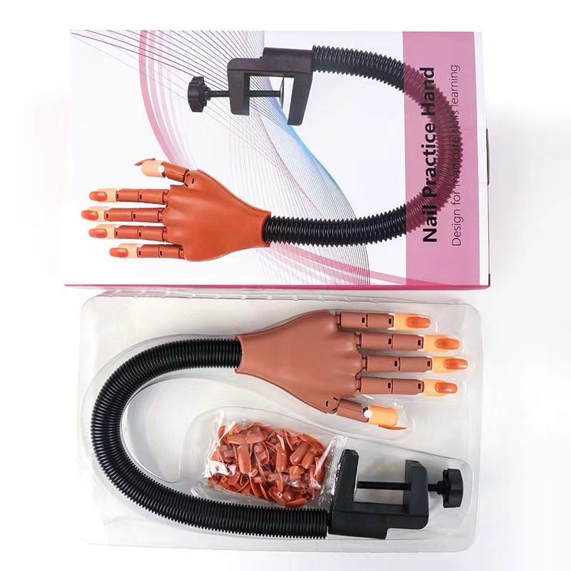 Latihan Nail Art Nailart Tranning Hand Manekin Set Adjustable Manekin Kuku Reusable Bahan Silikon