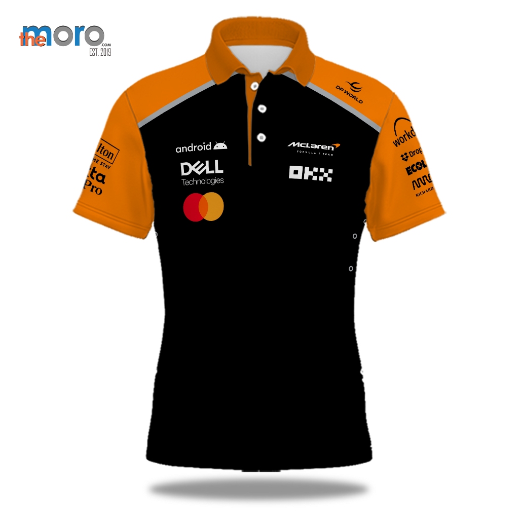 SAGALA - Kaos Baju Polo/Kerah JERSEY F1 MCLAREN HITAM 2025 Pria & Wanita Lengan Pendek/Panjang