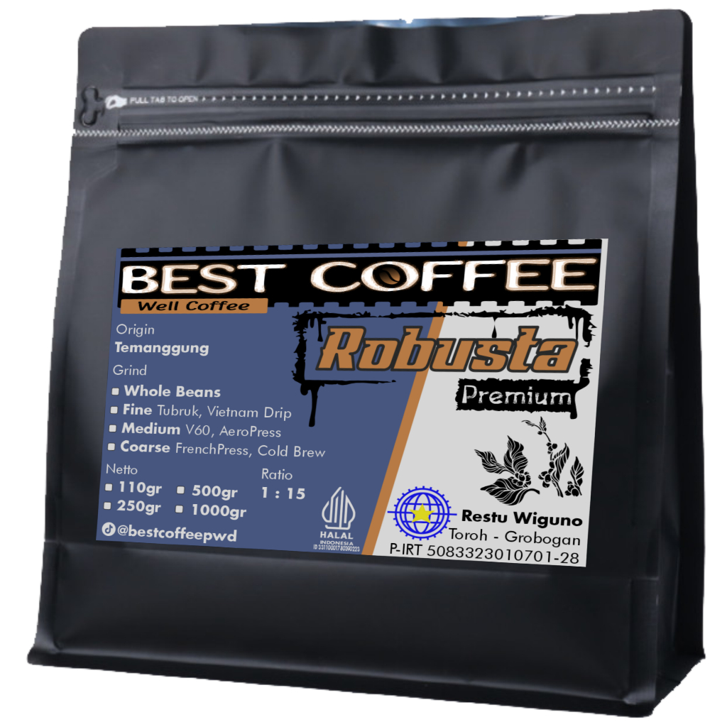 

Kopi Robusta Premium asli Temanggung Kemasan 250gram