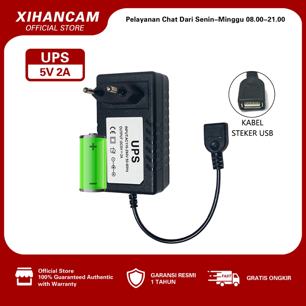 XIHANCAM UPS Mini 5V 2A Adaptor Power Cadangan Baterai Mini UPS CCTV USB Untuk Router Wifi IP Kamera