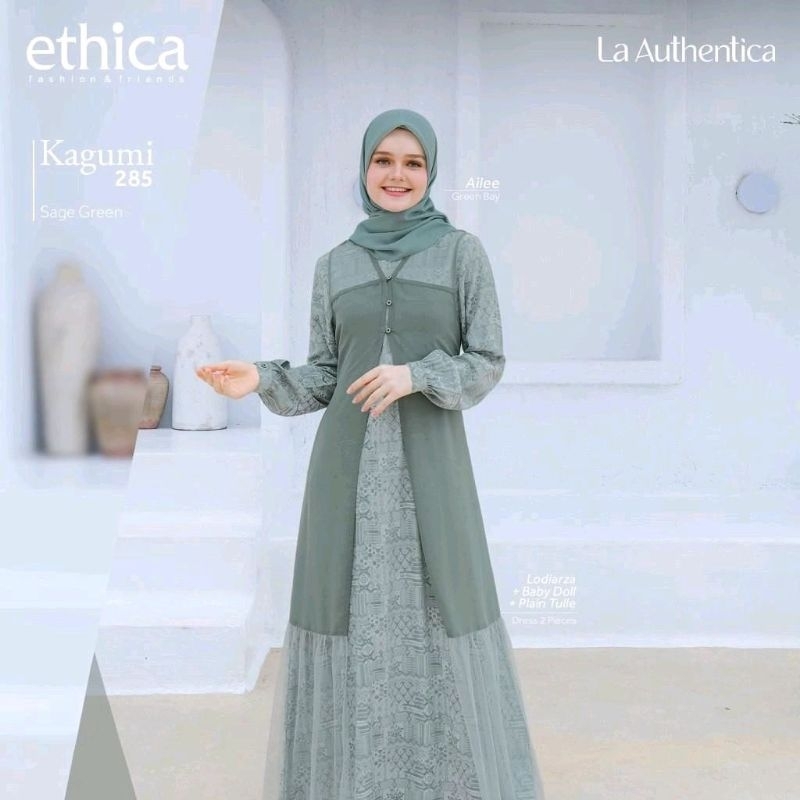 Baju Muslim Wanita Gamis Lebaran Kagumi 285 Sage Green M by Ethica Kekinian Cantik Model Terbaru Inn