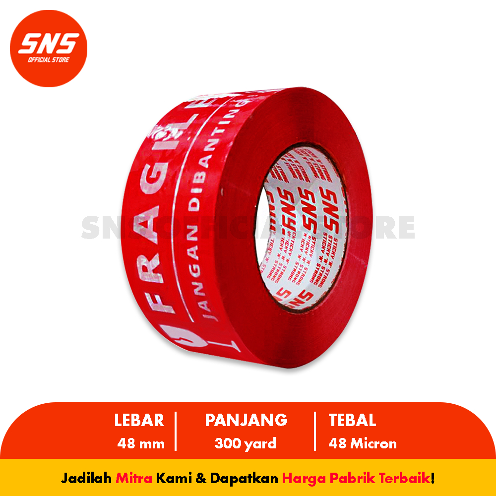 

LAKBAN FRAGILE MERAH 300 YARD SNS STICKY N STRONG