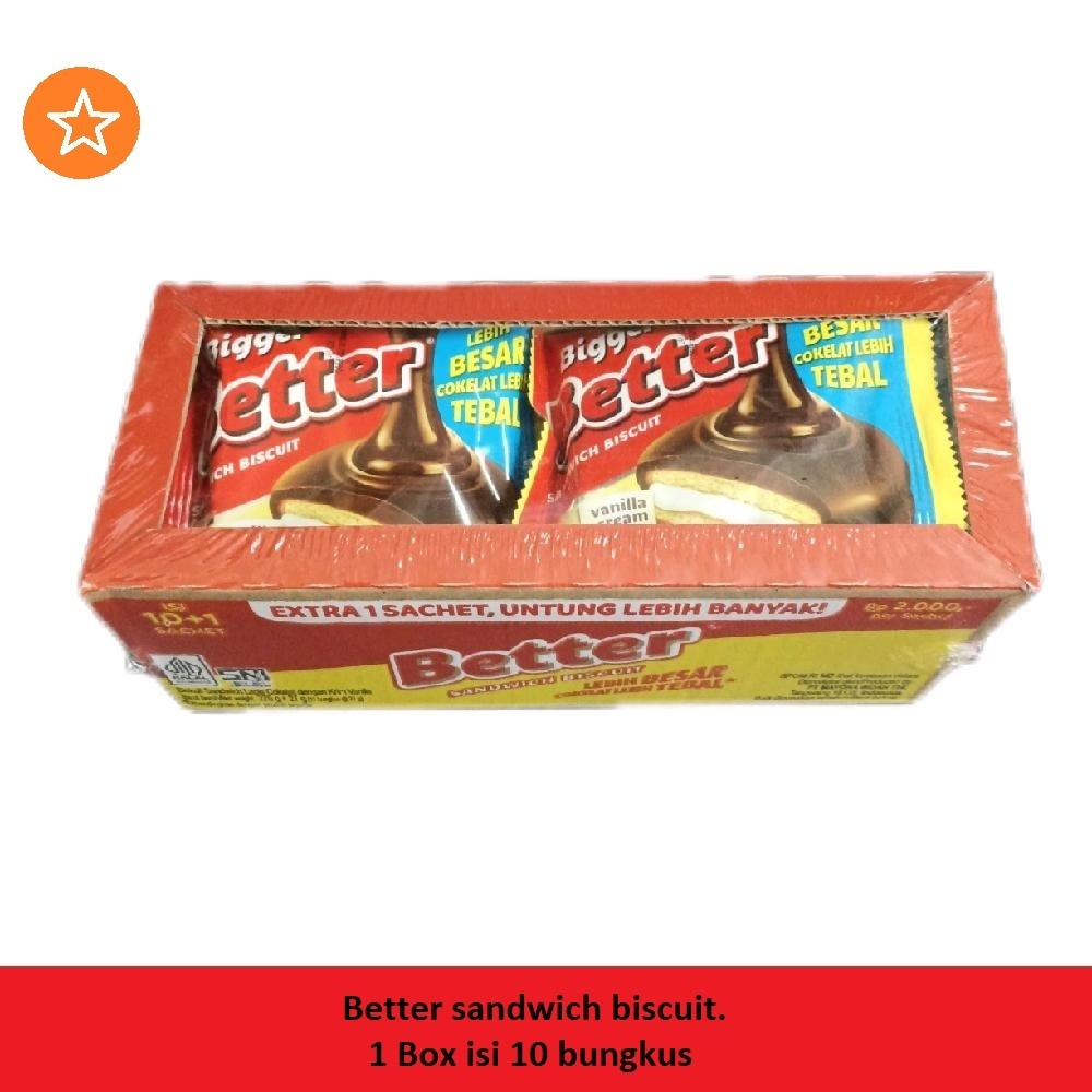 

BETTER BIGGER SANDWICH BISCUIT BOX ISI 10+1 27 GR - Biskuit chocolate coklat cokelat