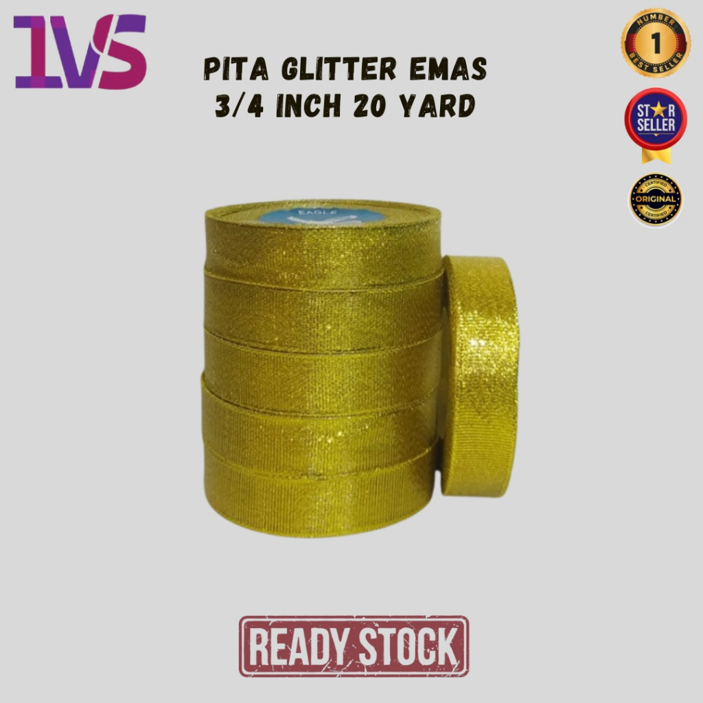 

Pita Glitter Emas 3/4 Inch 20 Yard Premium Product (Per 1 Rol)