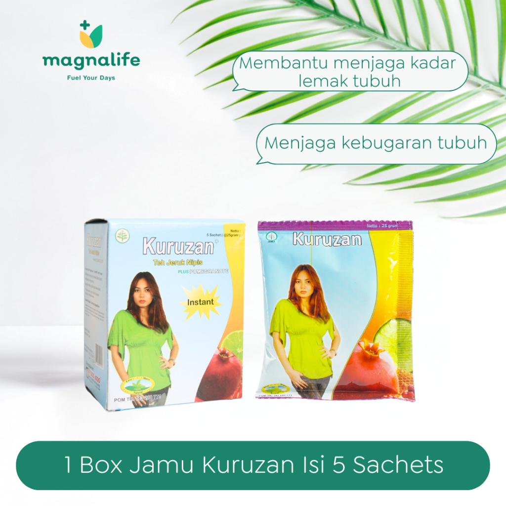

Magnalife - Kuruzan Jamu Pelangsing Alami Ekstrak Kulit Delima & Jeruk Nipis 1 Box (5 Sachets)