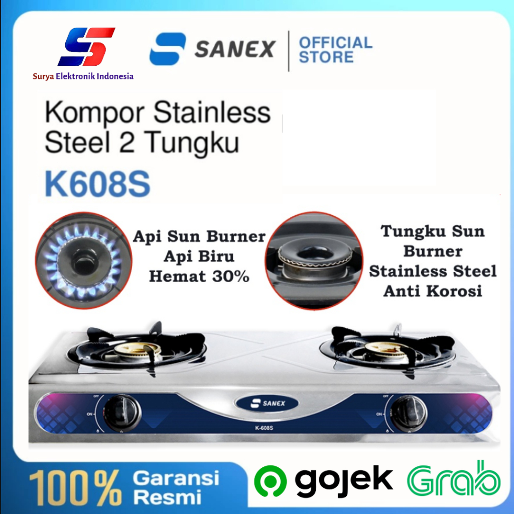 SANEX KOMPOR STAINLESS STEEL K608S / K-608 S / K 608 S (2 TUNGKU)
