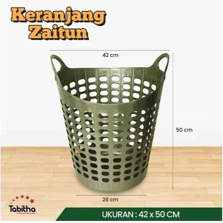 Tabitha Keranjang Zaitun UKuran: 42x50cm Keranjang Lentur Zaitun | Keranjang Baju Pakaian Laundry Ba