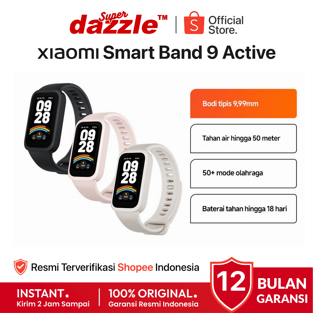 [ TERLARIS ] Smartwatch XIAOMI Smart Band 9 ACTIVE Original 100% Garansi Resmi 12 Bulan Official Sto