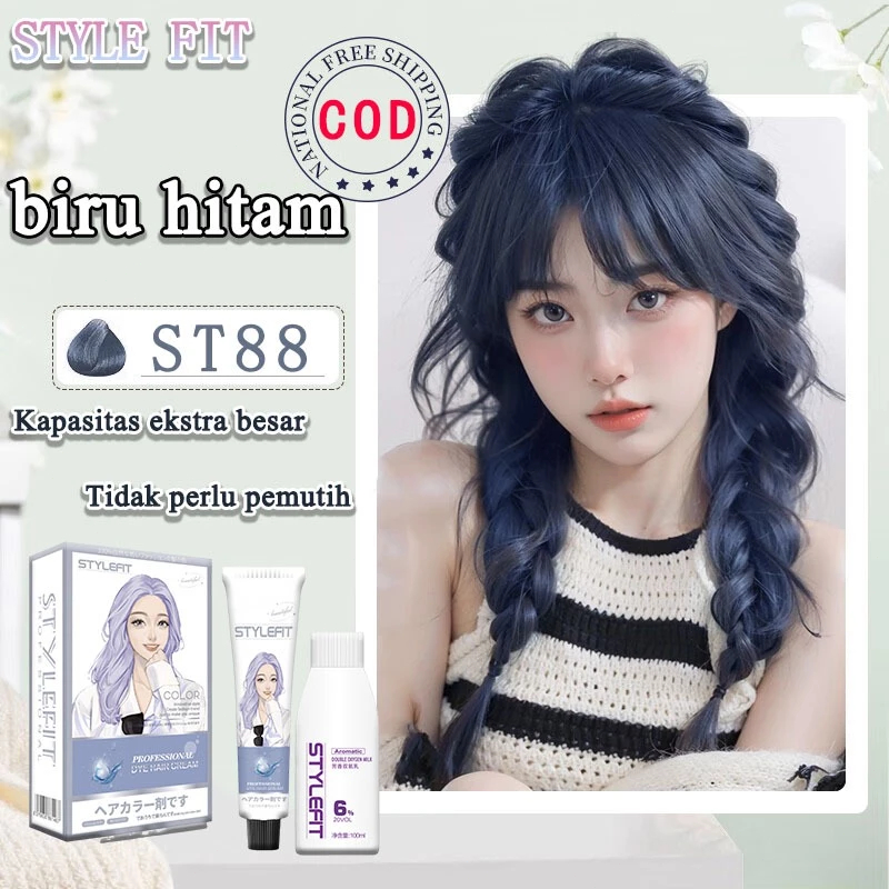 {COD}cat Rambut Biru Hitam*200ml Sari Tumbuhan Murni, Tidak Memerlukan Pemutihan, Pewarnaan Rambut M