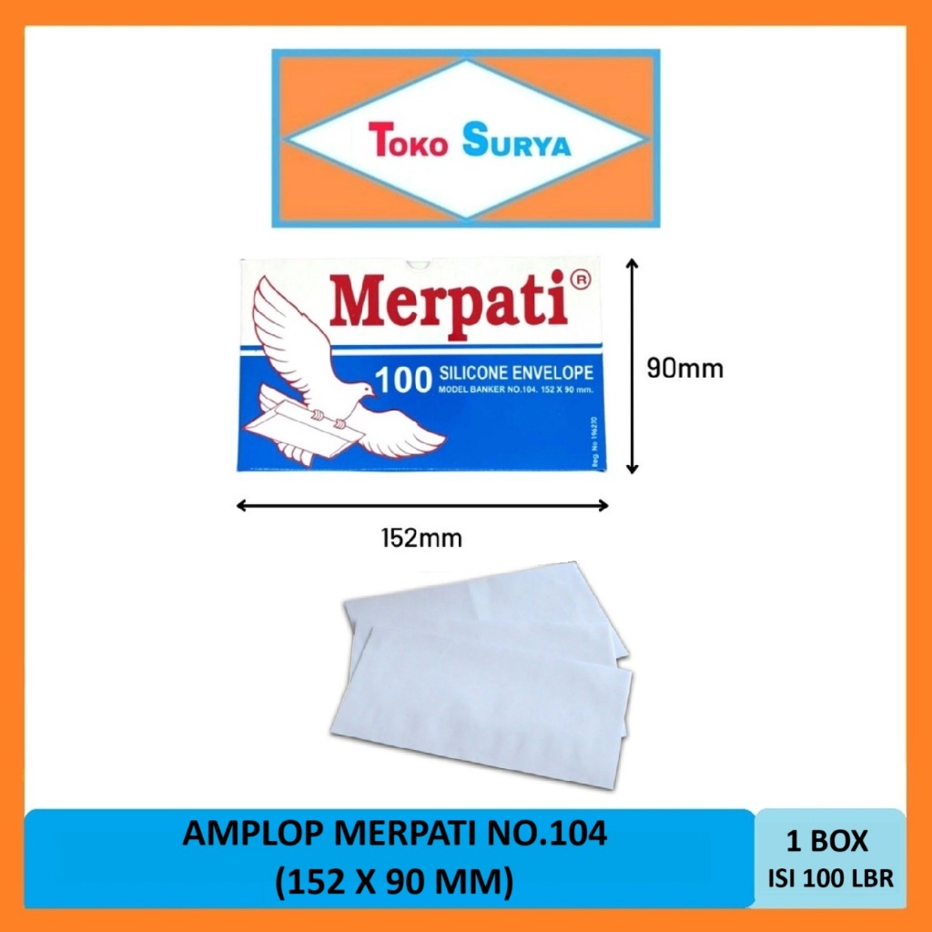 

Amplop Merpati Amplop Putih No.104 Isi 100 Lembar Ukuran 152x90mm