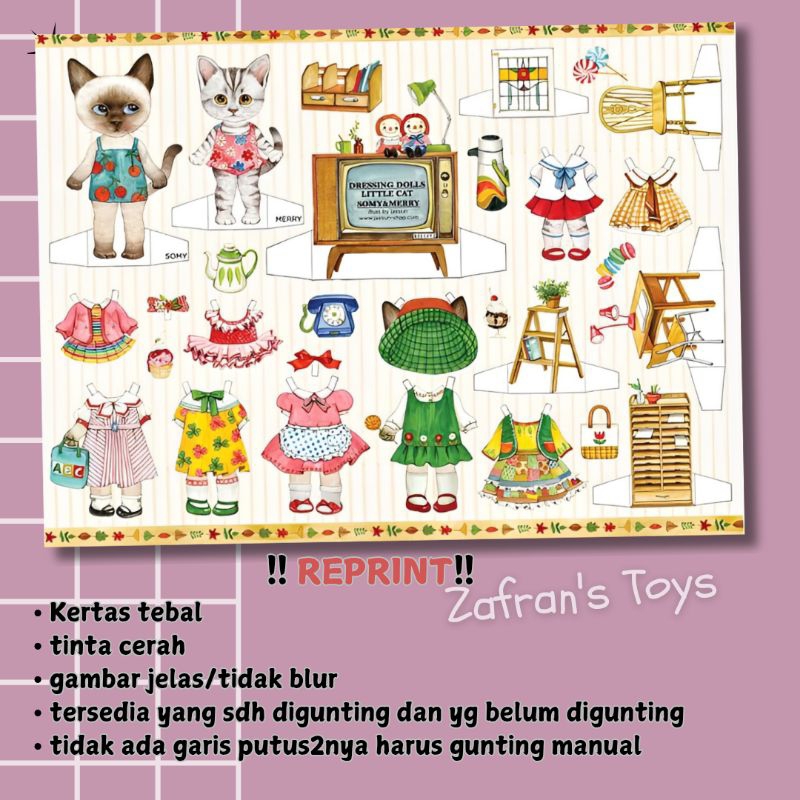 Boneka Bongkar Pasang (BEPE-BEPEAN) Kucing | BongkarPasang Kertas | Boneka Kertas | Mainan Anak Jadu