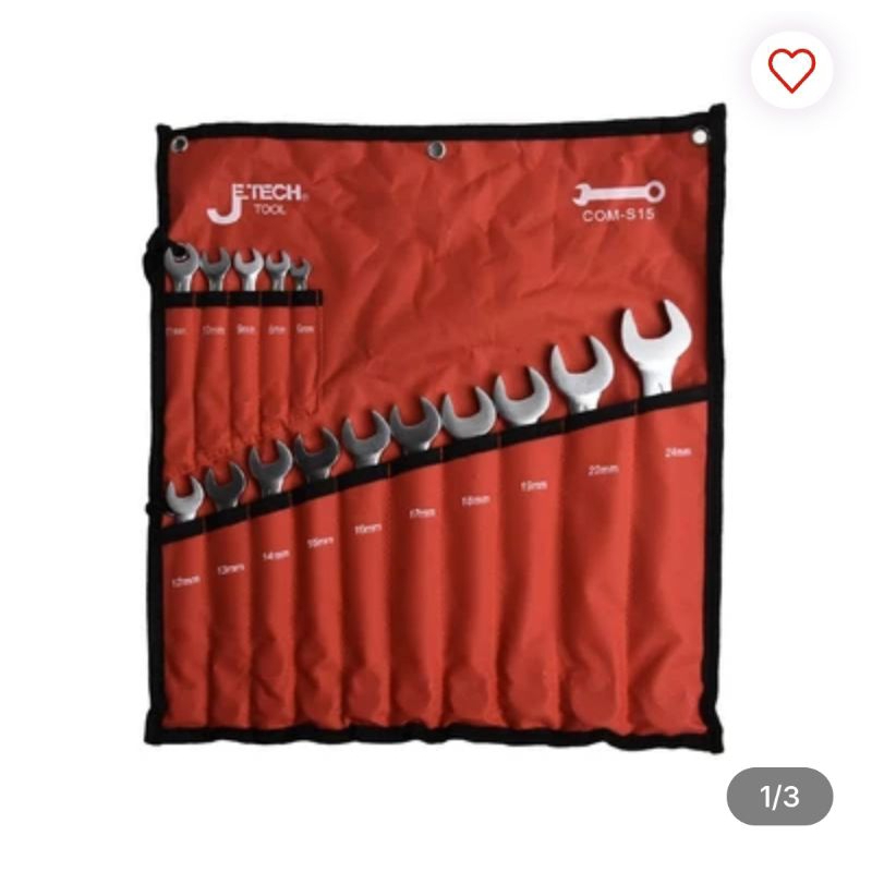 Jetech Set 15 Pcs Kunci Ring Pas 6-24 Mm