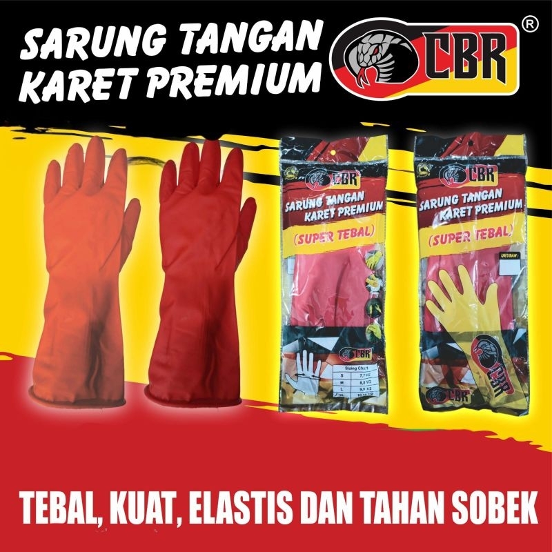 CBR Sarung Tangan Karet Latex Tebal CBR / Sarung Tangan Kerja Industri Kimia / Sarung Tangan Karet C