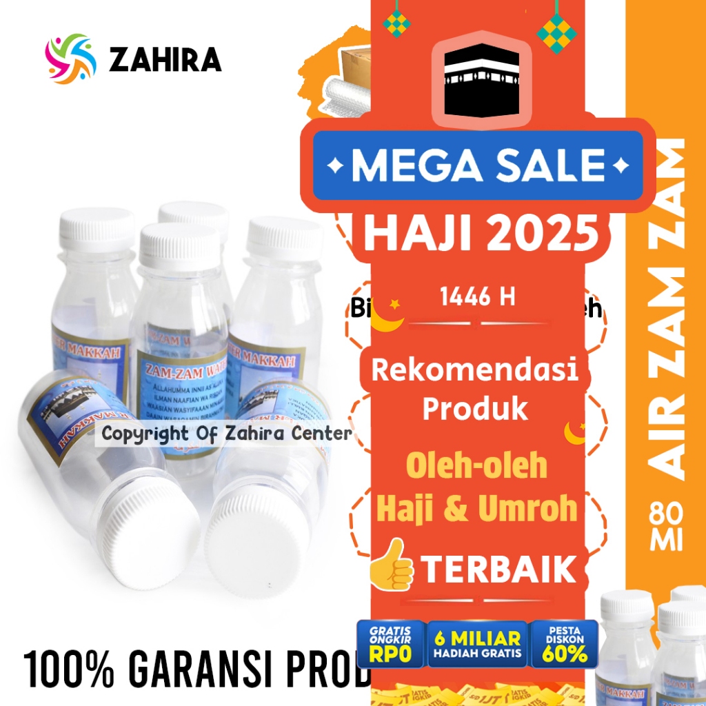 

ASLI AIR ZAM ZAM 80ml Kemasan Botol Oleh oleh Haji Umroh Untuk Souvenir Dari Arab Saudi Haramain