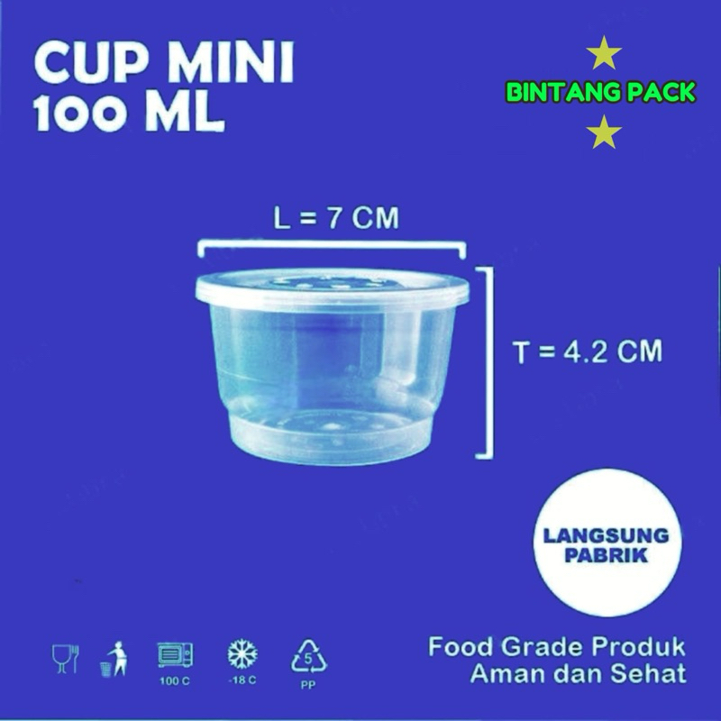 (1 PACK ISI 25 Pcs) Thinwall Cup Puding Mini 100 ML Thinwall Slime Sambal Merpati Cup Tahan Panas Ba