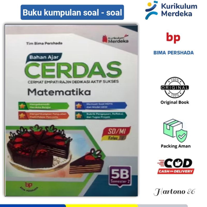 Buku kumpulan soal-soal Matematika  untuk SD/MI Kelas 5 jilid 5B semester 2 kurikulum merdeka Bima p