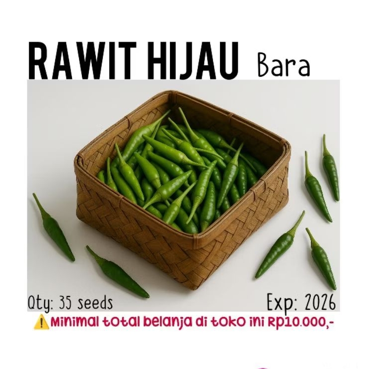 35 biji - benih cabe rawit hijau Bara