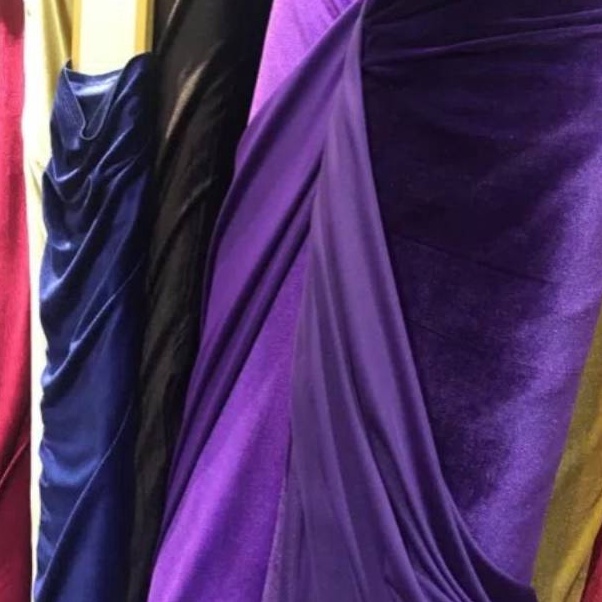 KODE H96J Kain Bludru Slempang Tebal Kaku Hitam Maroonper meter