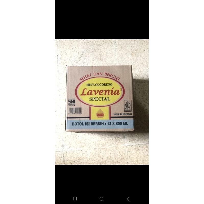 

minyak goreng 800ml kemasan botol lavenia @karton (12Pcs)