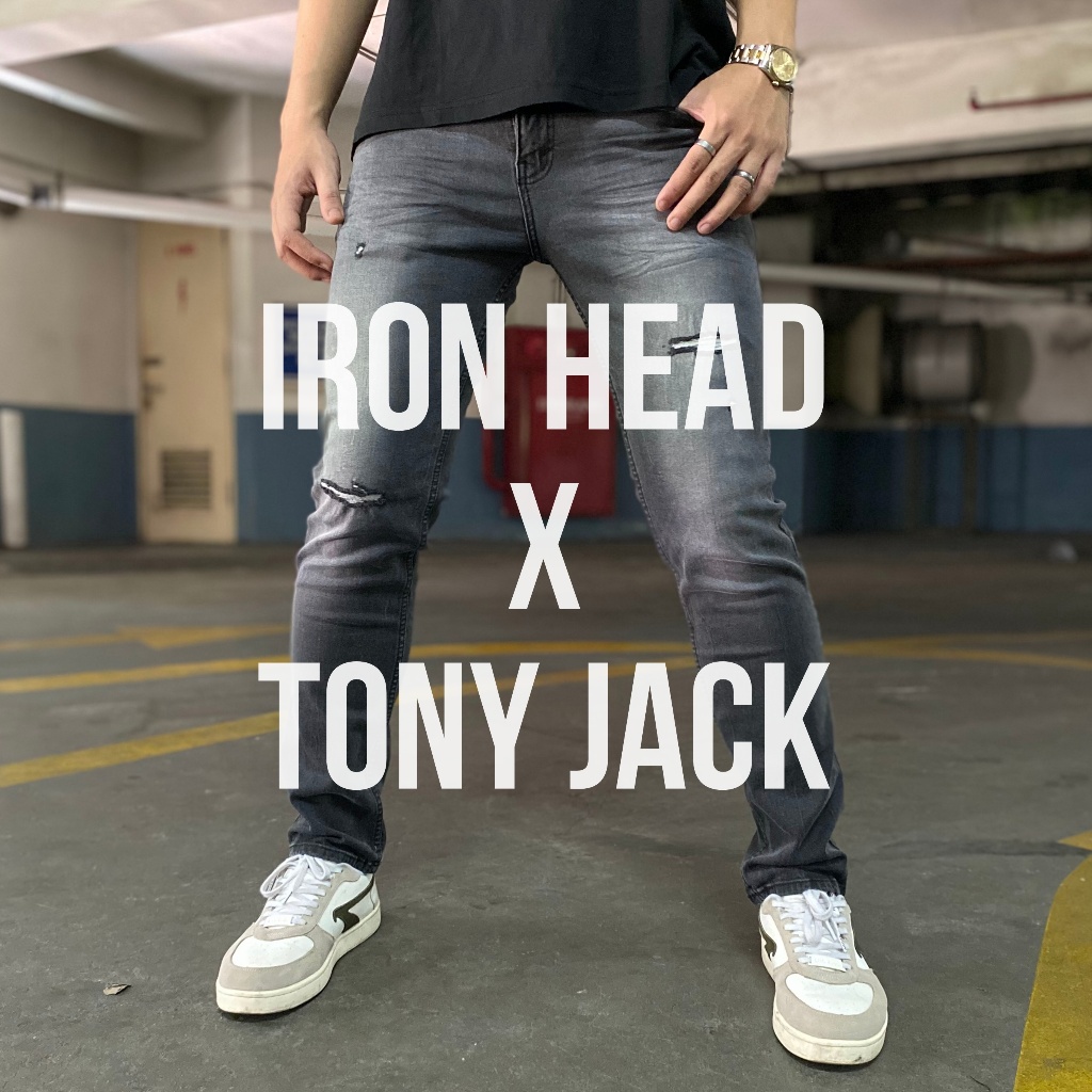 Iron Head x Tony Jack Slimfit Jeans Pria Osaka Denim Series Ripped Jeans Celana Jeans Sobek Medium G