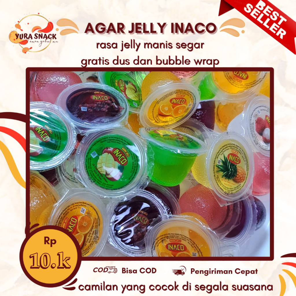 

Jelly Agar Inaco Curah kemasan 250gr 500gr Tekstur Kenyal, Rasa Segar, Bikin Seger