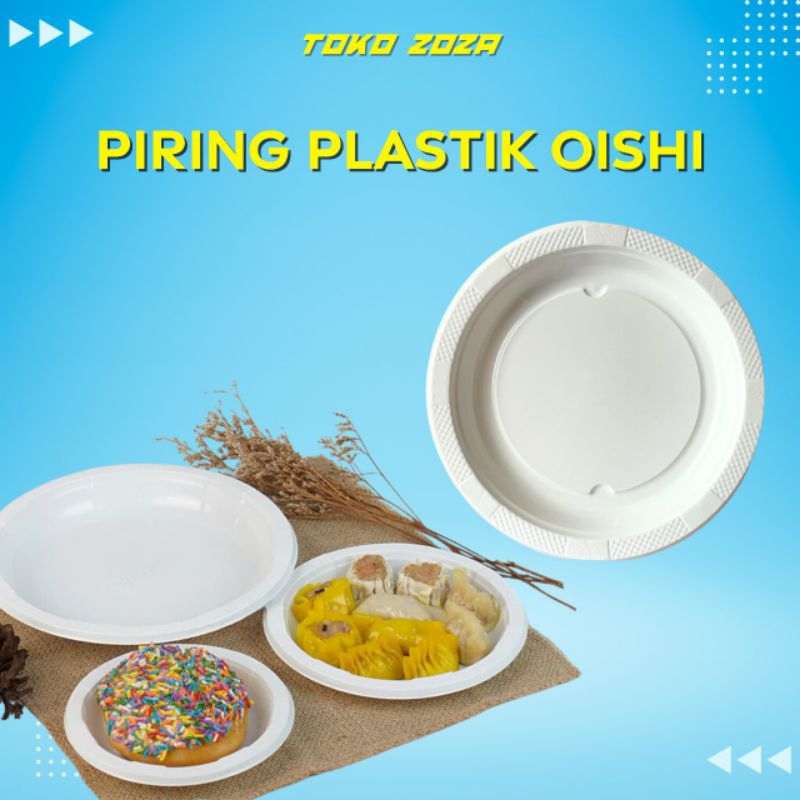 Piring Plastik oishi Putih Susu/Piring Plastik Sekali Pakai/Piring Plastik Ringkas
